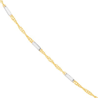 Olas d'Oro - 14K Yellow and White Gold Two-Tone Singapore Chain Choker Necklace - 10" Length