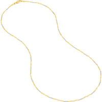 Olas d'Oro - 14K Yellow and White Gold Two-Tone Singapore Chain Choker Necklace - 10" Length