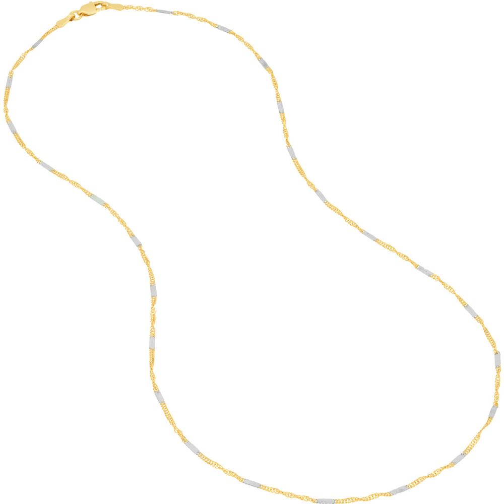 Olas d'Oro - 14K Yellow and White Gold Two-Tone Singapore Chain Choker Necklace - 10" Length