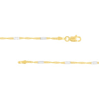 Olas d'Oro - 14K Yellow and White Gold Two-Tone Singapore Chain Choker Necklace - 10" Length