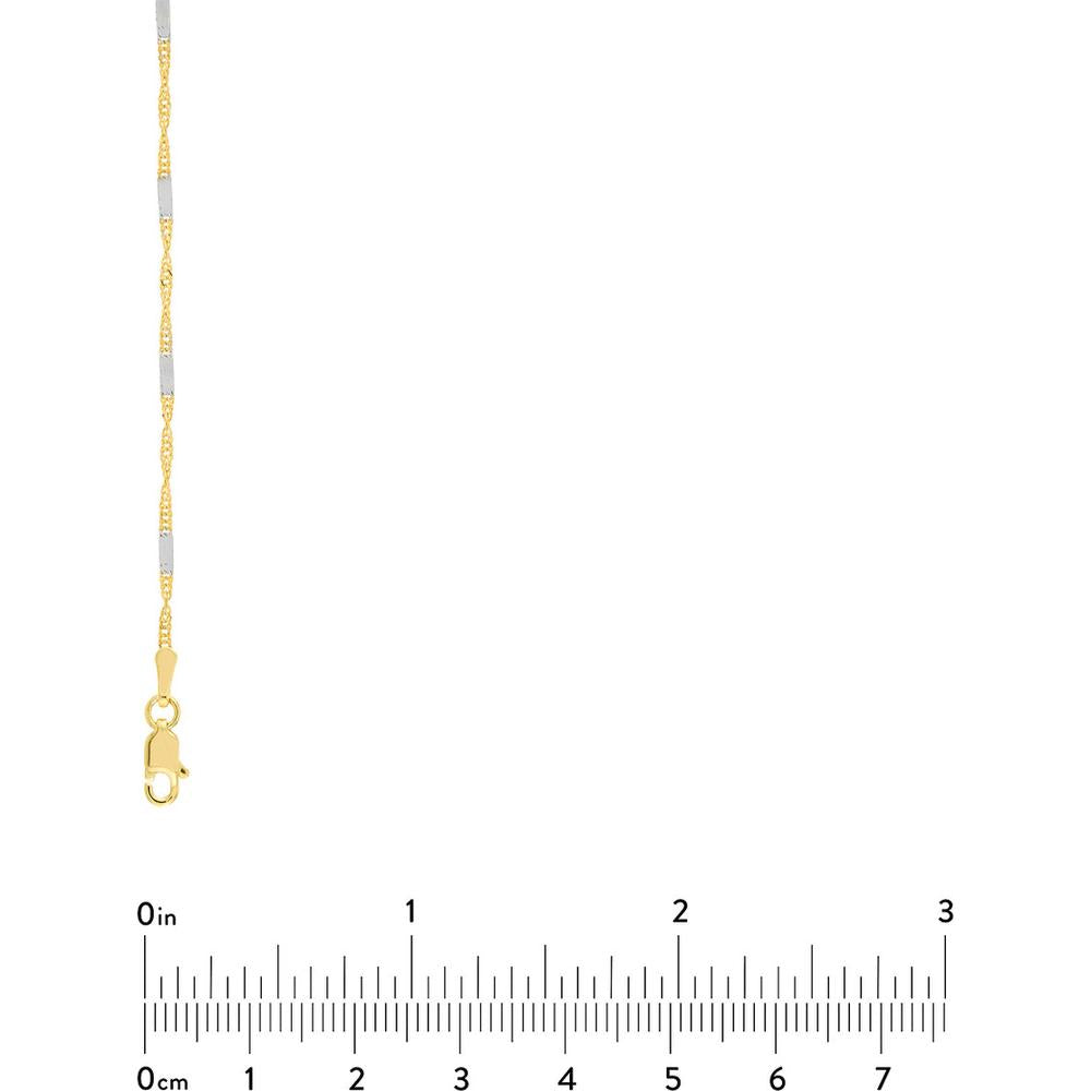 Olas d'Oro - 14K Yellow and White Gold Two-Tone Singapore Chain Choker Necklace - 10" Length