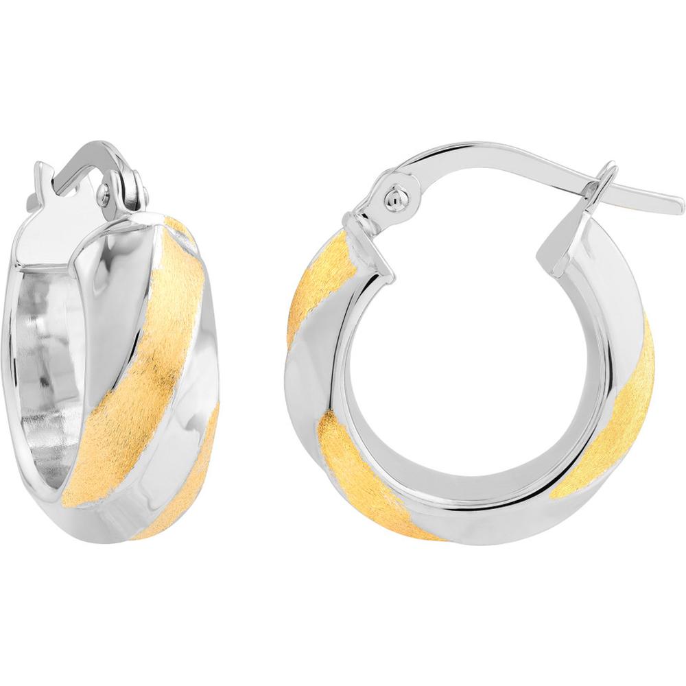 Olas d'Oro - 14K Yellow and White Gold Two-Tone Twisted Round Hoop Earrings