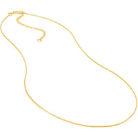 Olas d'Oro - 14K Yellow Gold 0.66mm Adjustable Solid Box Chain Necklace with Spring Ring Clasp - 15 Inch Length
