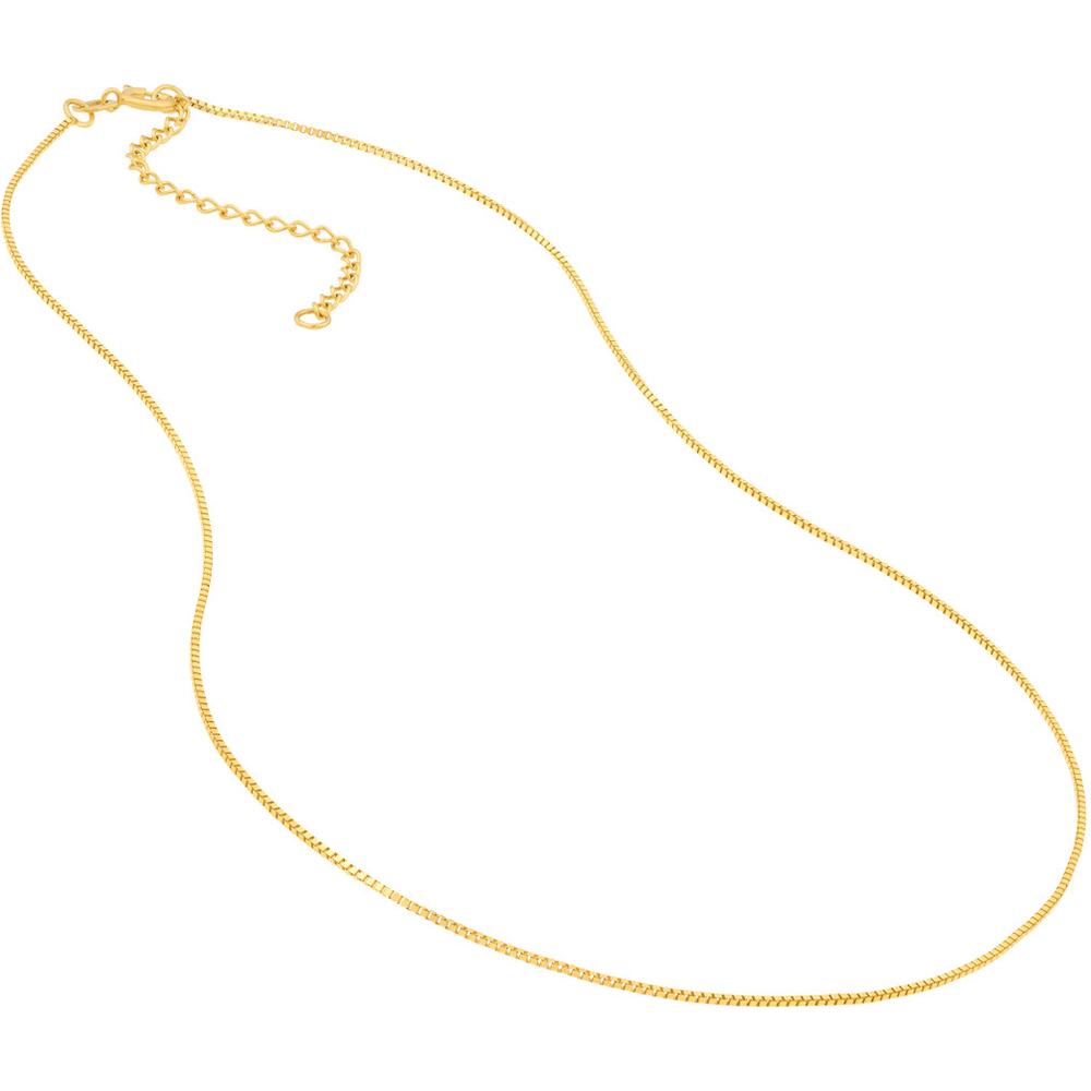 Olas d'Oro - 14K Yellow Gold 0.66mm Adjustable Solid Box Chain Necklace with Spring Ring Clasp - 15 Inch Length