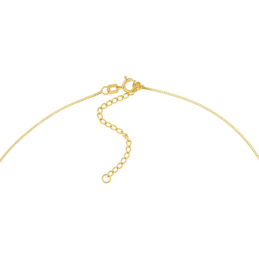 Olas d'Oro - 14K Yellow Gold 0.66mm Adjustable Solid Box Chain Necklace with Spring Ring Clasp - 15 Inch Length