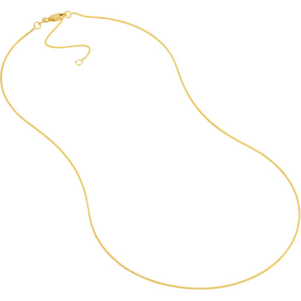 Olas d'Oro - 14K Yellow Gold 0.85mm Adjustable Wheat Chain with Lobster Clasp - 18" Necklace