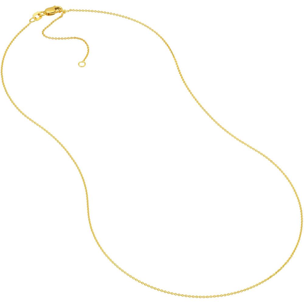 Olas d'Oro - 14K Yellow Gold 0.9mm Adjustable Cable Chain Necklace with Lobster Clasp 18 Inch