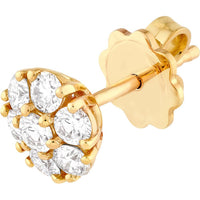 Olas d'Oro - 14K Yellow Gold 1.03 Carat Total Diamond Cluster Stud Earrings