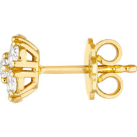 Olas d'Oro - 14K Yellow Gold 1.03 Carat Total Diamond Cluster Stud Earrings