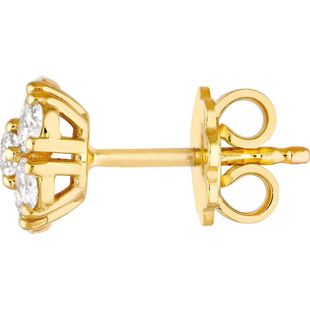 Olas d'Oro - 14K Yellow Gold 1.03 Carat Total Diamond Cluster Stud Earrings