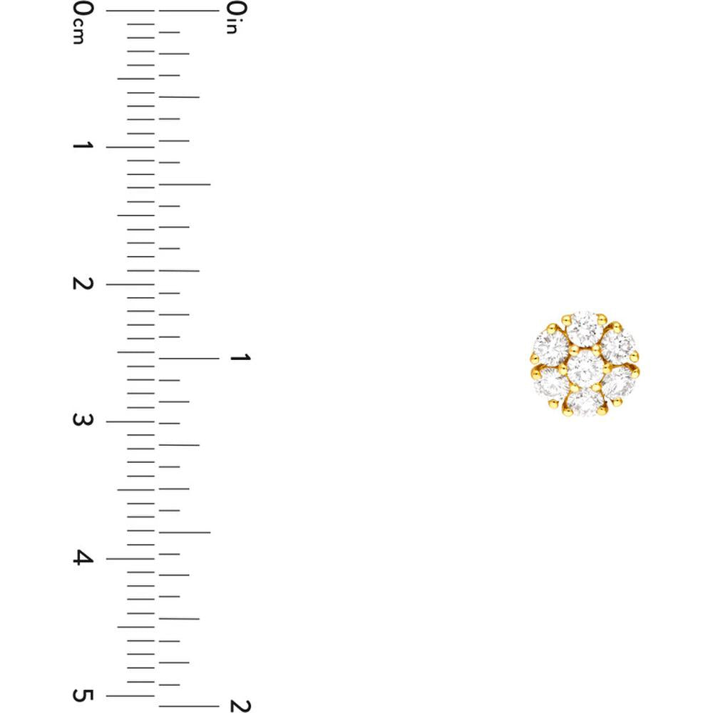 Olas d'Oro - 14K Yellow Gold 1.03 Carat Total Diamond Cluster Stud Earrings