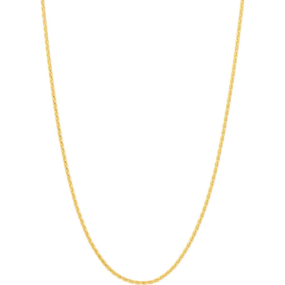 Olas d'Oro - 14K Yellow Gold 1.05mm Diamond-Cut Wheat Chain Necklace with Lobster Lock - 16" Length