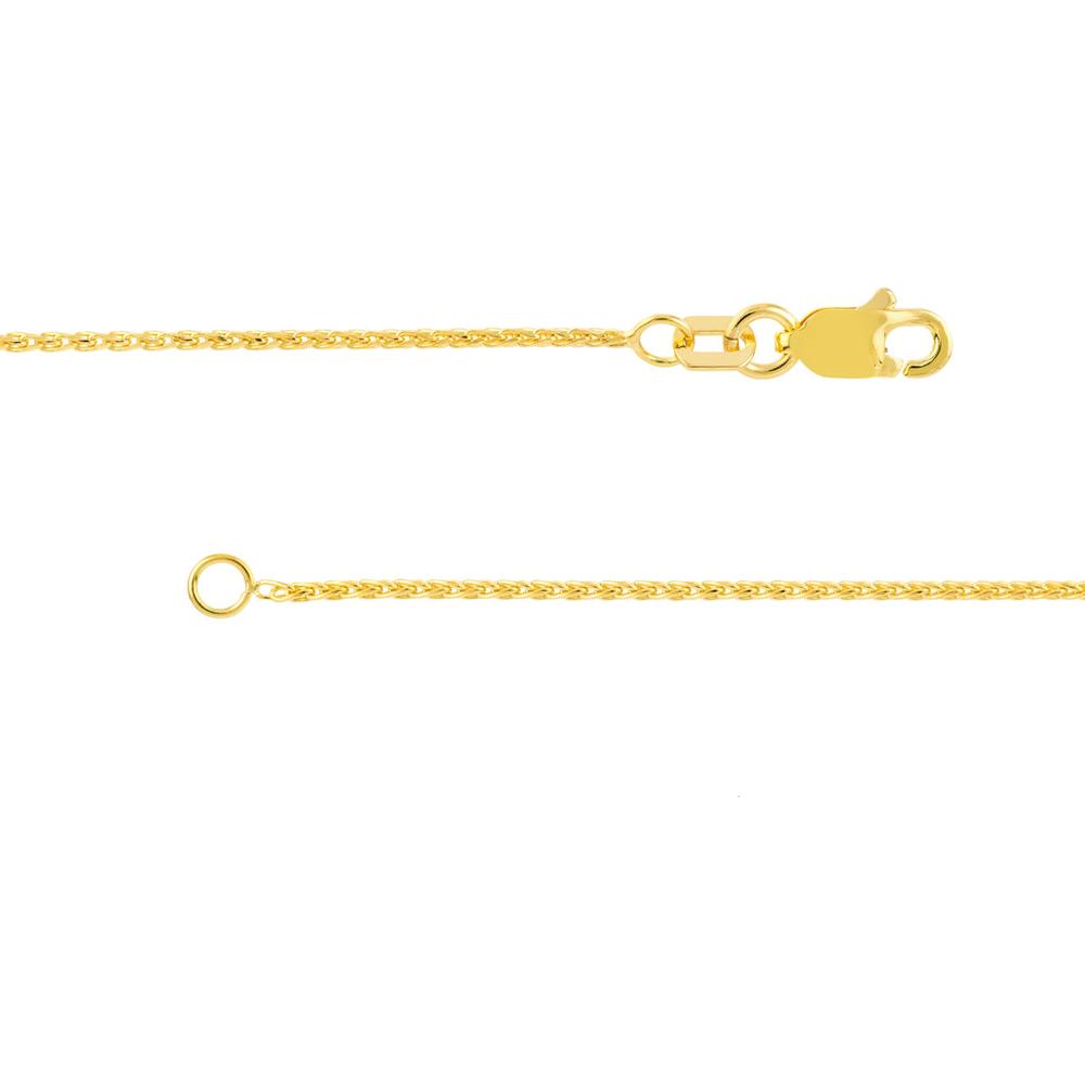 Olas d'Oro - 14K Yellow Gold 1.05mm Diamond-Cut Wheat Chain Necklace with Lobster Lock - 16" Length