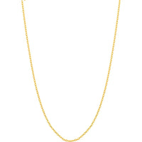 Olas d'Oro - 14K Yellow Gold 1.1mm Diamond-Cut Brill Cable Chain with Adjustable Silicone Bead - 26" Length