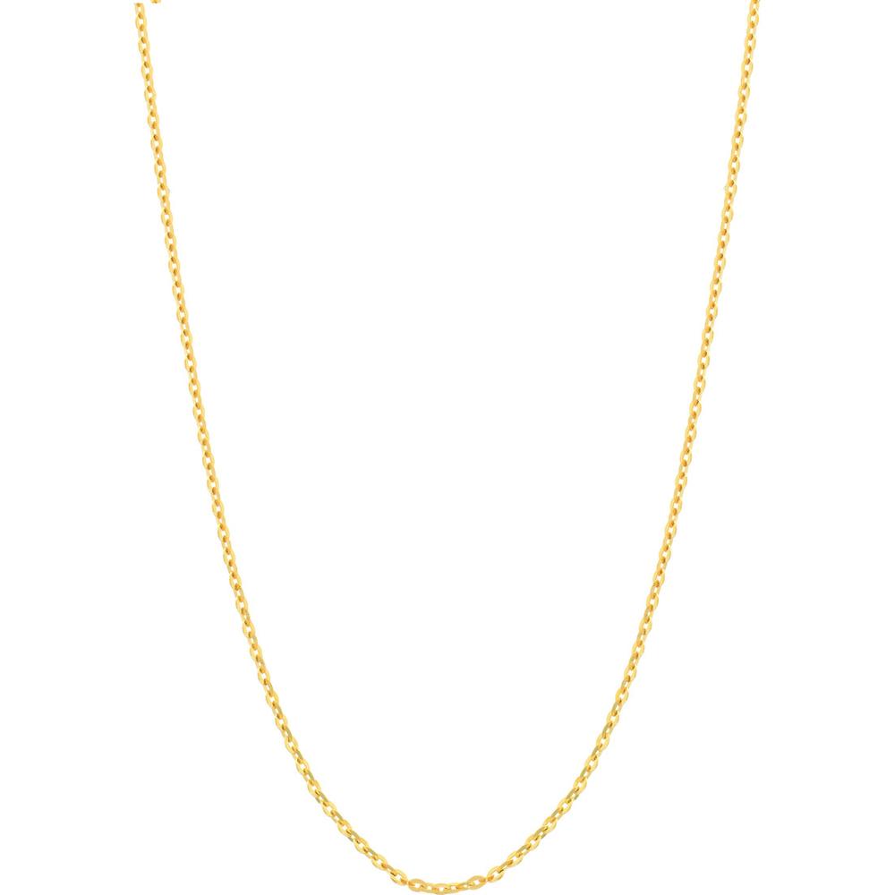Olas d'Oro - 14K Yellow Gold 1.1mm Diamond-Cut Brill Cable Chain with Adjustable Silicone Bead - 26" Length