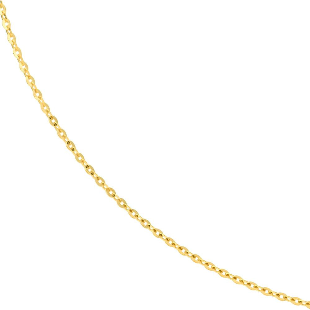 Olas d'Oro - 14K Yellow Gold 1.1mm Diamond-Cut Brill Cable Chain with Adjustable Silicone Bead - 26" Length