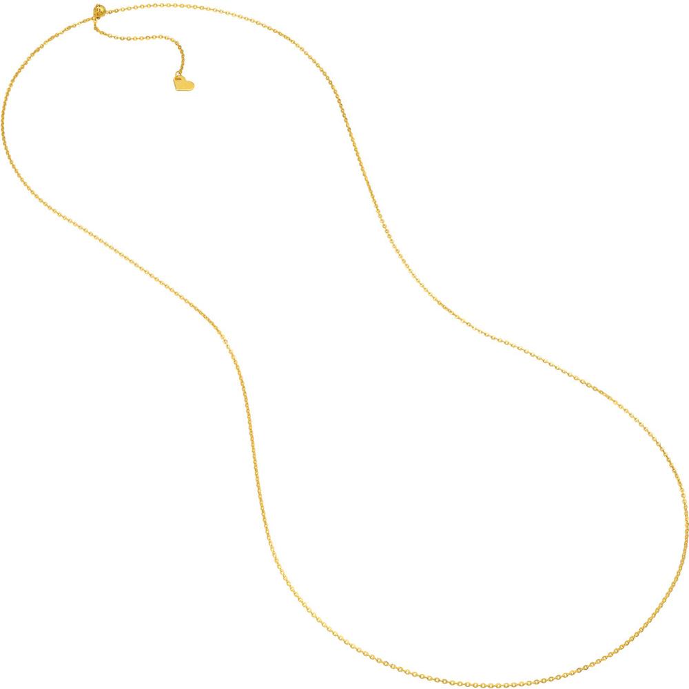 Olas d'Oro - 14K Yellow Gold 1.1mm Diamond-Cut Brill Cable Chain with Adjustable Silicone Bead - 26" Length