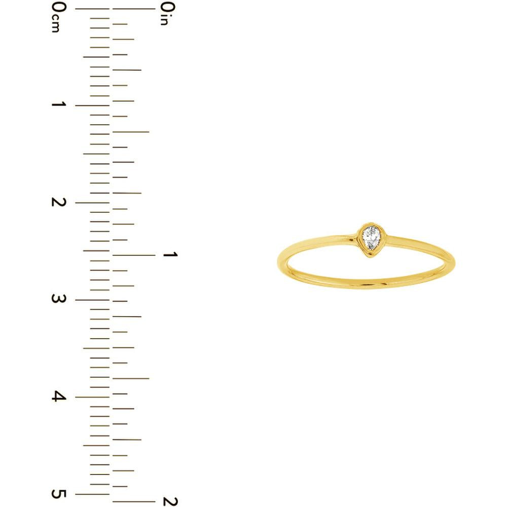Olas d'Oro - 14K Yellow Gold 1/20 Carat Pear-Shaped Diamond Bezel Ring - Size 7