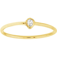 Olas d'Oro - 14K Yellow Gold 1/20 Carat Pear-Shaped Diamond Bezel Ring - Size 8