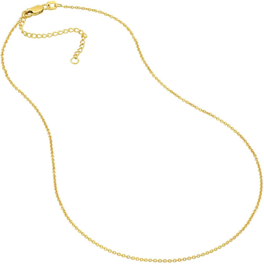 Olas d'Oro - 14K Yellow Gold 1.20mm Adjustable Child's Cable Chain Necklace - 15" Length