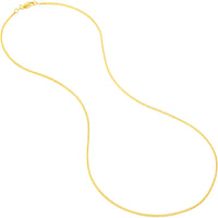 Olas d'Oro - 14K Yellow Gold 1.25mm Diamond-Cut Square Wheat Chain Necklace with Lobster Lock - 18" Length