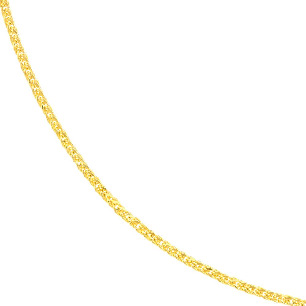 Olas d'Oro - 14K Yellow Gold 1.25mm Diamond-Cut Square Wheat Chain Necklace with Lobster Lock - 20" Length