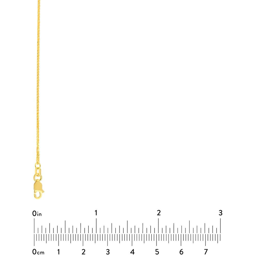 Olas d'Oro - 14K Yellow Gold 1.25mm Diamond-Cut Square Wheat Chain Necklace with Lobster Lock - 20" Length