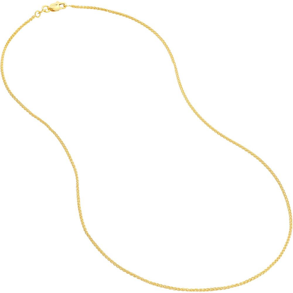 Olas d'Oro - 14K Yellow Gold 1.25mm Wheat Chain Necklace with Lobster Lock - 24" Length