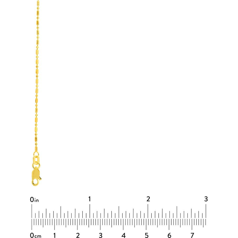 Olas d'Oro - 14K Yellow Gold 1.2mm Diamond-Cut Bead and Barrel Chain Necklace with Lobster Lock - 20"