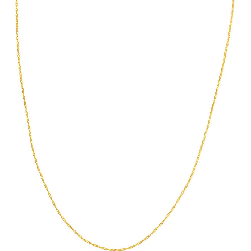 Olas d'Oro - 14K Yellow Gold 1.2mm Pendant Rope Chain Necklace with Lobster Lock - 20"