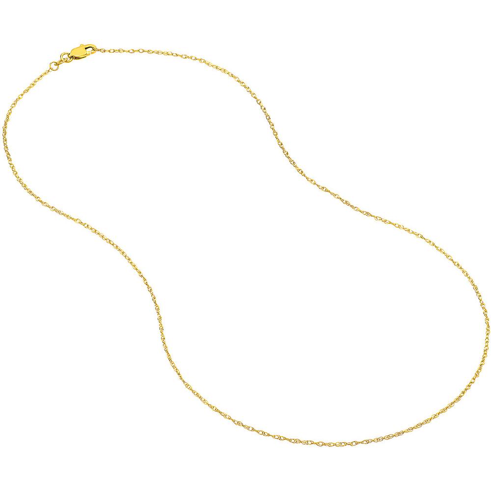 Olas d'Oro - 14K Yellow Gold 1.2mm Pendant Rope Chain Necklace with Lobster Lock - 20"