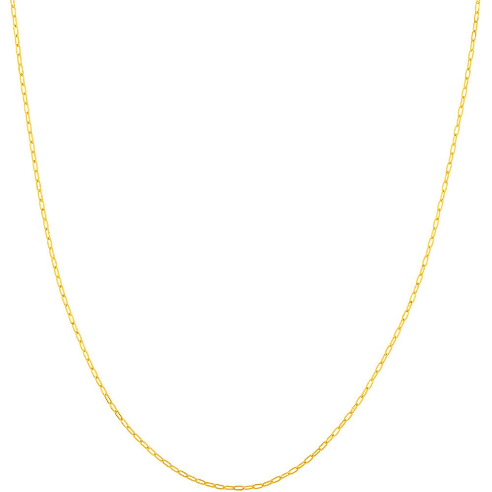 Olas d'Oro - 14K Yellow Gold 1.30mm Paper Clip Chain Necklace - 15" Adjustable Length