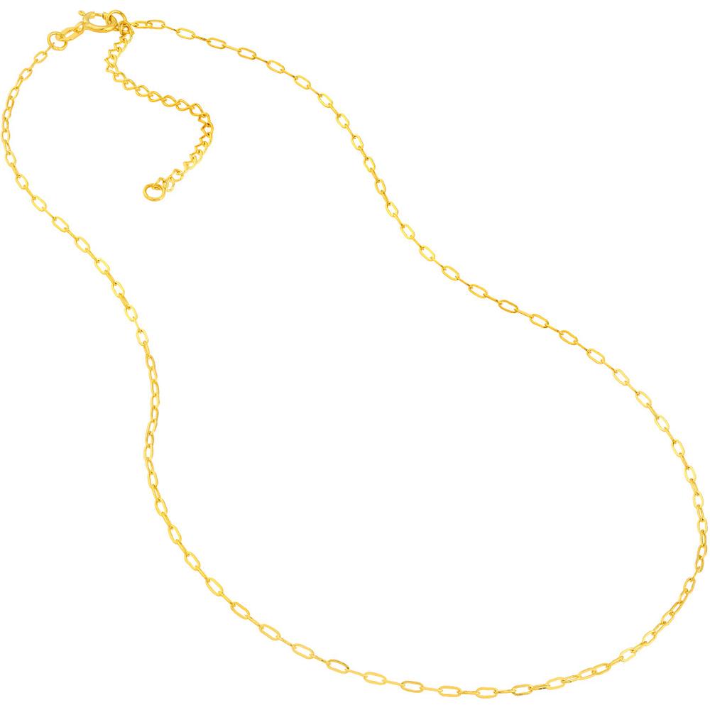 Olas d'Oro - 14K Yellow Gold 1.30mm Paper Clip Chain Necklace - 15" Adjustable Length