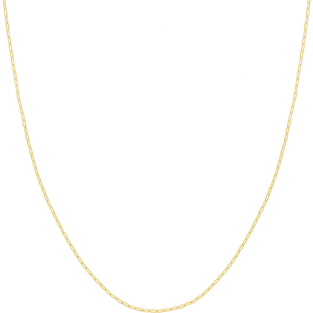 Olas d'Oro - 14K Yellow Gold 1.30mm Paper Clip Chain Necklace with Pear Shape Lobster Lock - 20 inches