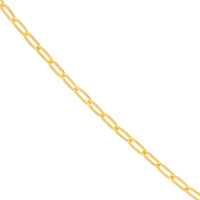 Olas d'Oro - 14K Yellow Gold 1.30mm Paper Clip Chain Necklace with Pear Shape Lobster Lock - 20 inches