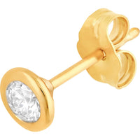 Olas d'Oro - 14K Yellow Gold 1/4 Total Carat Round Diamond Martini Bezel Stud Earrings