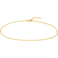 Olas d'Oro - 14K Yellow Gold 1.40mm Curb Chain Anklet with Adjustable Lobster Clasp - 1.97 Grams Total Weight