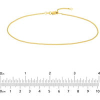 Olas d'Oro - 14K Yellow Gold 1.40mm Curb Chain Anklet with Adjustable Lobster Clasp - 1.97 Grams Total Weight