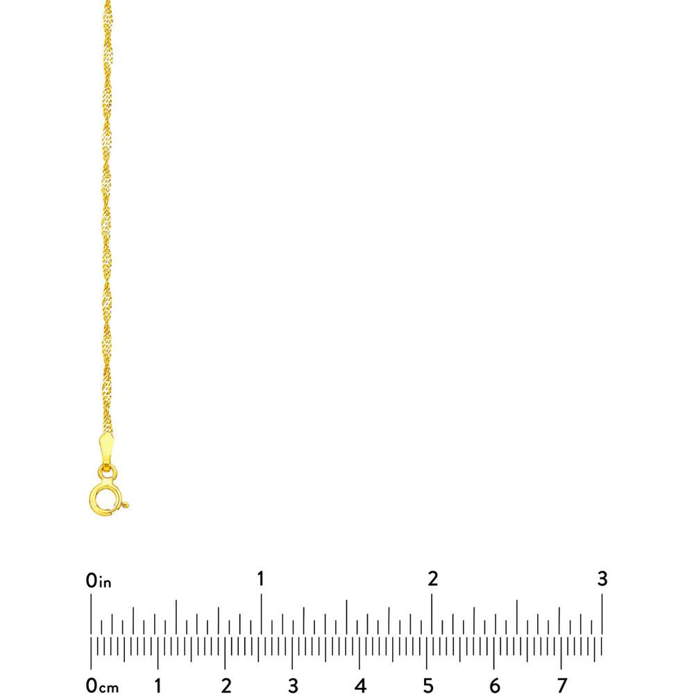 Olas d'Oro - 14K Yellow Gold 1.4mm Singapore Chain Necklace with Spring Ring Clasp - 16"