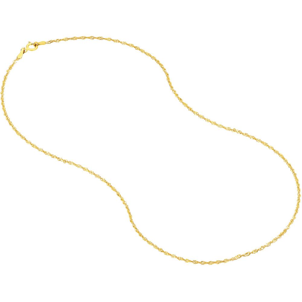 Olas d'Oro - 14K Yellow Gold 1.4mm Singapore Chain Necklace with Spring Ring Clasp - 18"