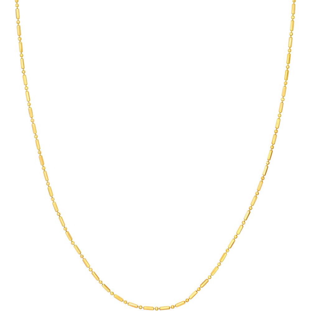 Olas d'Oro - 14K Yellow Gold 1.50mm Bead and Long Bar Chain Bracelet with Pear-Shaped Lobster Lock - 1.72 grams