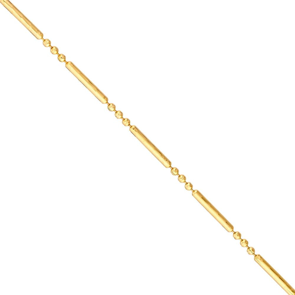 Olas d'Oro - 14K Yellow Gold 1.50mm Diamond-Cut 3+1 Bead and Bar Chain Necklace - 16 Inches