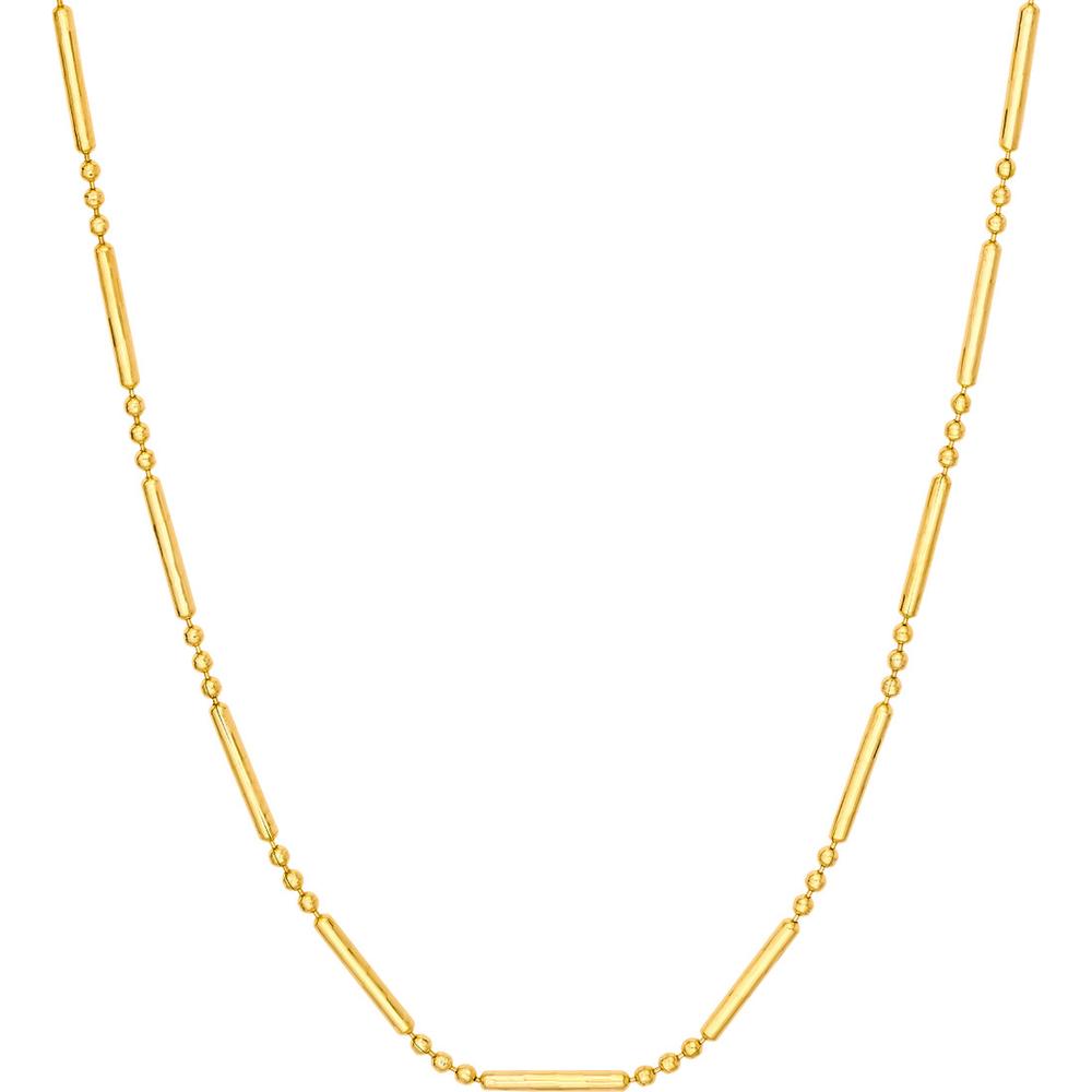 Olas d'Oro - 14K Yellow Gold 1.50mm Diamond-Cut Bead and Bar Chain Necklace - 18" Length