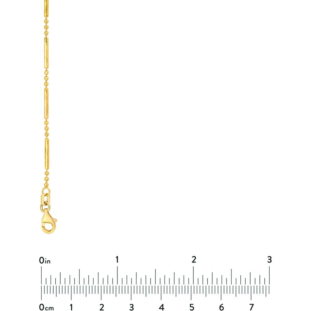 Olas d'Oro - 14K Yellow Gold 1.50mm Diamond-Cut Bead and Bar Chain Necklace - 18" Length