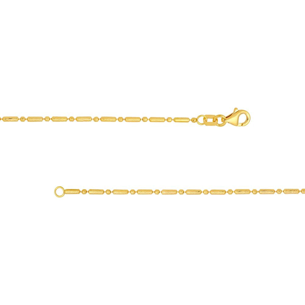 Olas d'Oro - 14K Yellow Gold 1.50mm Diamond-Cut Bead and Long Bar Chain Bracelet - 7.25"
