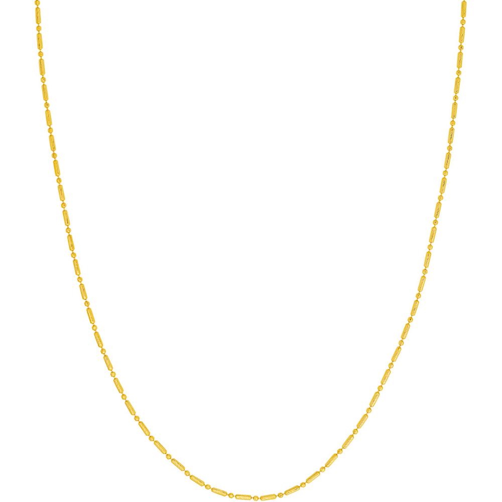 Olas d'Oro - 14K Yellow Gold 1.50mm Diamond-Cut Bead and Long Bar Chain Necklace - 16" Length