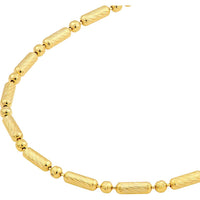 Olas d'Oro - 14K Yellow Gold 1.50mm Diamond-Cut Bead and Long Bar Chain Necklace - 16" Length
