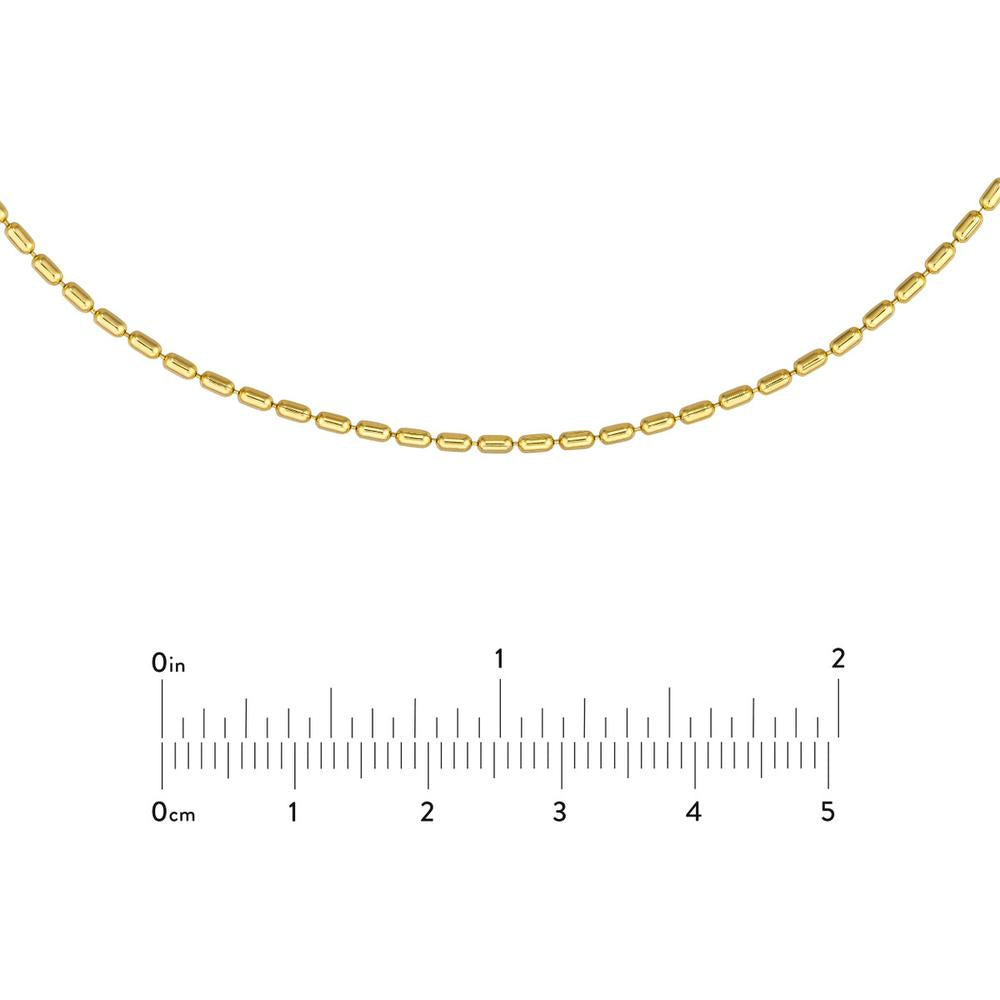 Olas d'Oro - 14K Yellow Gold 1.50mm Long Bead Choker with Pear Shape Lobster Clasp - 3.64 Grams