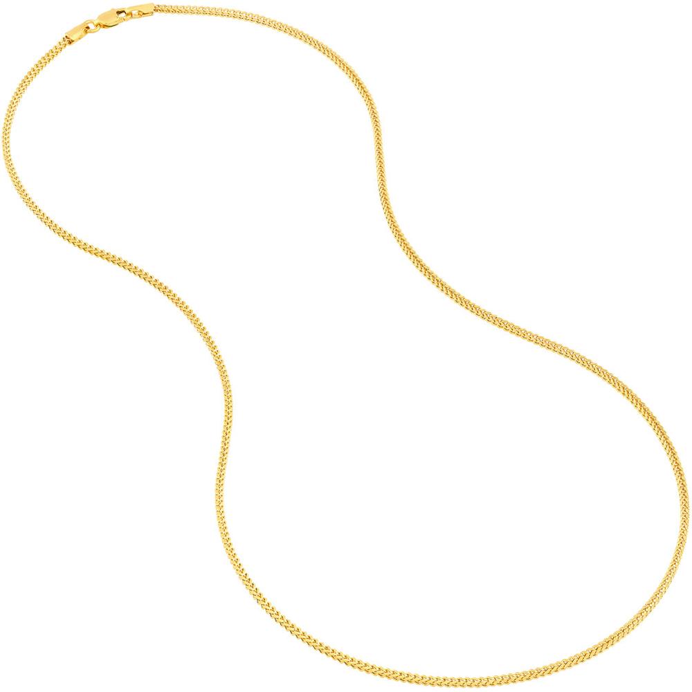 Olas d'Oro - 14K Yellow Gold 1.55mm Hollow Square Franco Chain Necklace - 18" Length