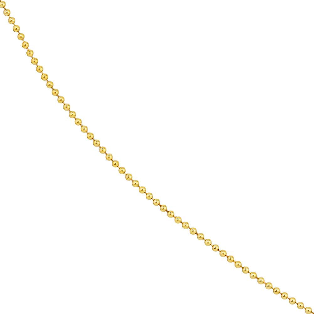 Olas d'Oro - 14K Yellow Gold 1.5mm Bead Chain Necklace with Lobster Lock - 16" Length